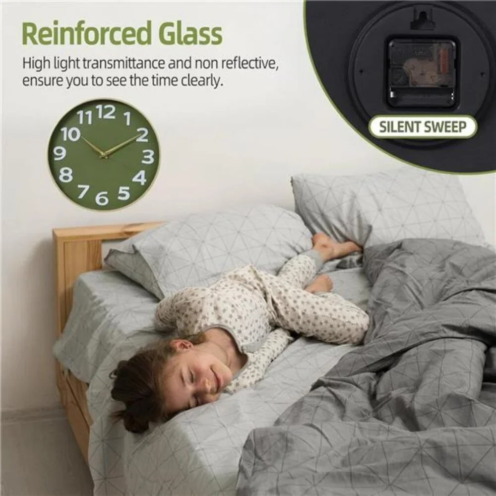 Wall Clocks Battery Operated,12 inch Silent Non Ticking Modern Wall
